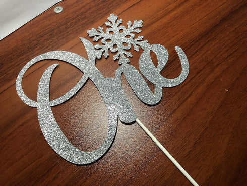 Silver One Snowflake Cake Topper - Winter Onederland 1st Birthday Cake Decorations...