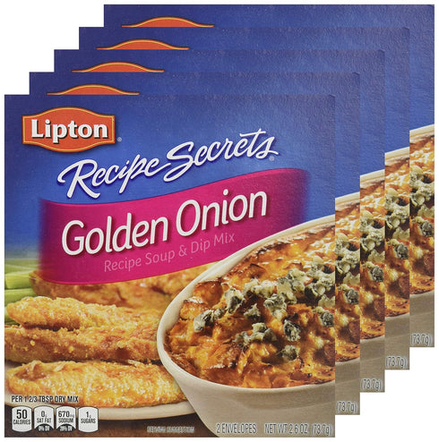 Lipton GOLDEN ONION Recipe Soup & Dip Mix 2.6oz (5 Boxes)...