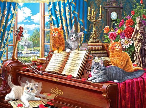 RoseArt - Fancy Cats - Piano Lessons - 750 Piece Jigsaw Puzzle for Adults...