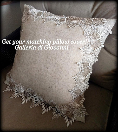 Galleria di Giovanni X- Large 33 Inch Table Topper Dresser Scarf Neutral Earth Tones European Lace...