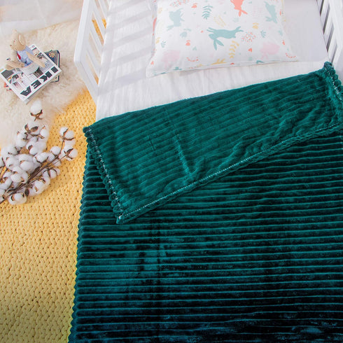 NTBAY Flannel Fuzzy Toddler Blanket, Fluffy Warm and Lightweight Reversible Stripes Design Baby Plush Blanket, 30x40 Inches, Dark Green...