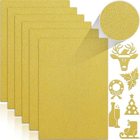 24 Sheets Gold Glitter Cardstock Paper, A4 Premium Sparkly Paper for Scrapbook, DIY Projects, Party Decoration, Gift Box Wrapping 250GSM/92lb...