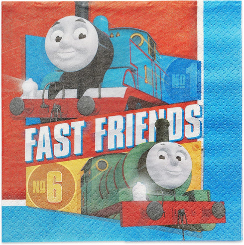 Multicolor Thomas All Aboard Luncheon Napkins ( 6.5" x 6.5" ) - Pack Of 16, Premium Quality & Eye-catching Design - Perfect For Themed Parties & E...