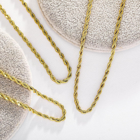 TOPGRILLZ Necklace Set Rope Gold Necklace for Women Silver Necklace 3pcs Layered Chain 3mm Stainless Steel 14K Gold Plated Stackable Jewelry Gift...