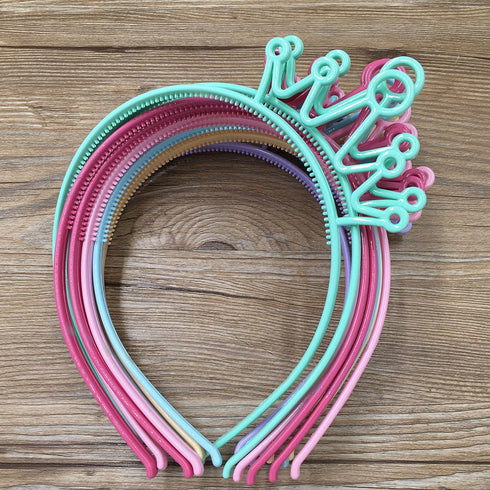 XIMA 12pcs Spring Colors ABS Plastic Material Crown Girls Headbands Tiaras Head Band Princess Children Headear Hair Accessory (SP-Crown)...