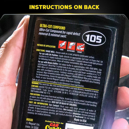Meguiar's Mirror Glaze M10508 Ultra-Cut Compound - Professional Grade Formula with Fast Cutting Action that Removes Scratches, Heavy Swirls and Mo...