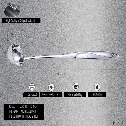 High Grade Soup Ladle,Cooking Ladle for Soup,Heat-proof Design of Hollow Handle,Stainless Steel Kitchen Utensil?4ouce/13.5 Inch)...
