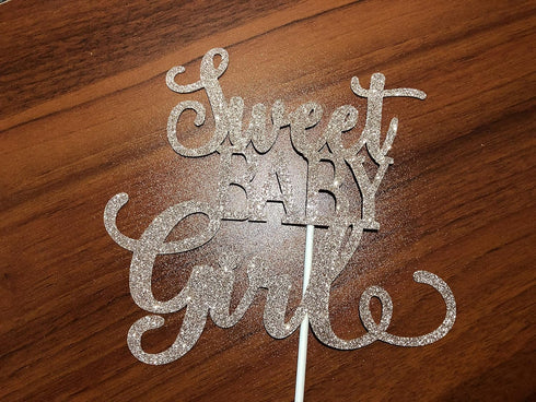 Sweet Baby Girl Cake Topper Rose Gold Glitter Baby Shower Girl Cake Topper Baby Girl Cake Topper for Baby Shower, Its A Girl Cake Toppers, Baby Gi...