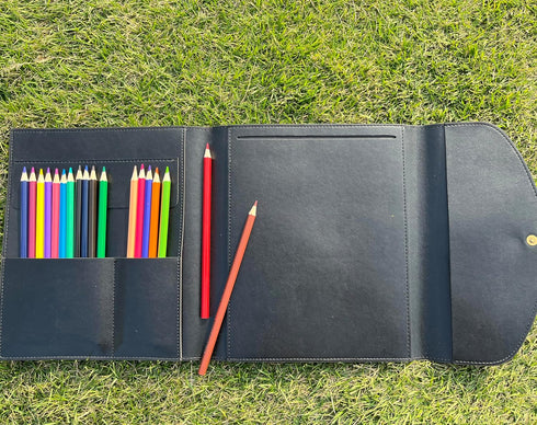 Sketchbook cover with pencil holder, Artist sketchbook leather cover artis Gifts, Drawing book and pencil case, Art book for drawing (for 5.5" x 8...
