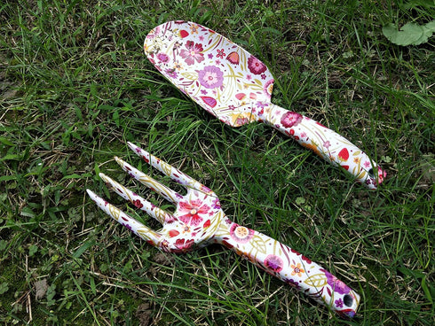 Floral Print Garden Tools Set for Women Trowel and Fork...