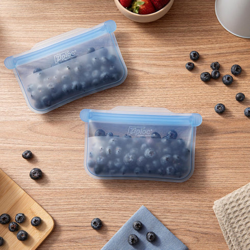 Ziploc Endurables Small Pouch, 1 Cup, Reusable Silicone Bags and Food Storage Meal Prep Containers for Freezer, Oven, and Microwave, Dishwasher Sa...