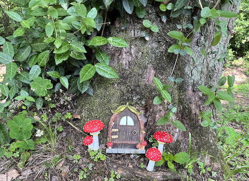 Fairy Door and Mushrooms for Trees, Glow in The Dark Gnome Home Door, Garden Tree Decor Kit with Adorable Mushrooms (Fairy Door with Mushrooms)...
