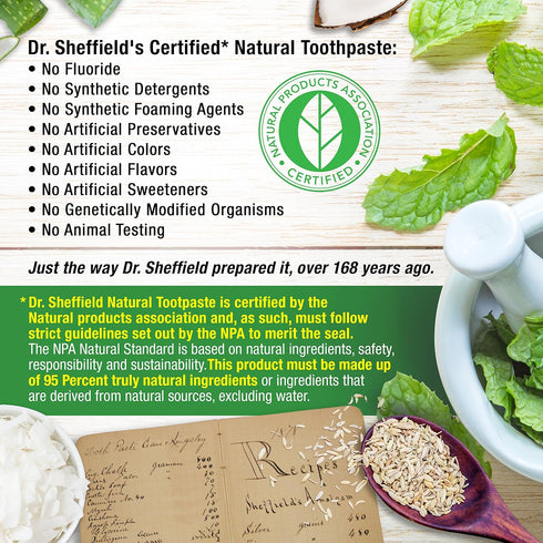 Dr. Sheffield’s Certified Natural Toothpaste (Extra-Whitening) - Great Tasting, Fluoride Free Toothpaste/Freshen Your Breath, Whiten Your Teeth, R...