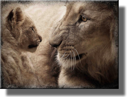 Lion and Cub Picture on Stretched Canvas, Wall Art Décor, Ready to Hang!...