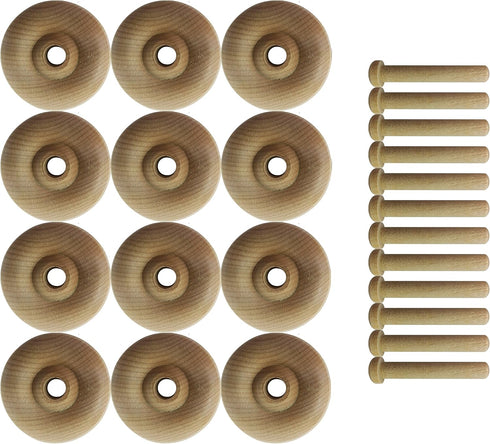 Wood Wheels - 12 Pack with Free Axle Pegs - Made in USA (2" Diameter)...