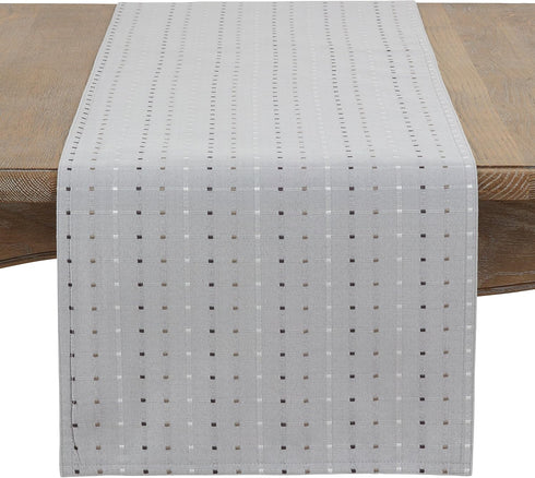 Saro Lifestyle Stitched Line Table Runner, Grey, 16" x 72"...
