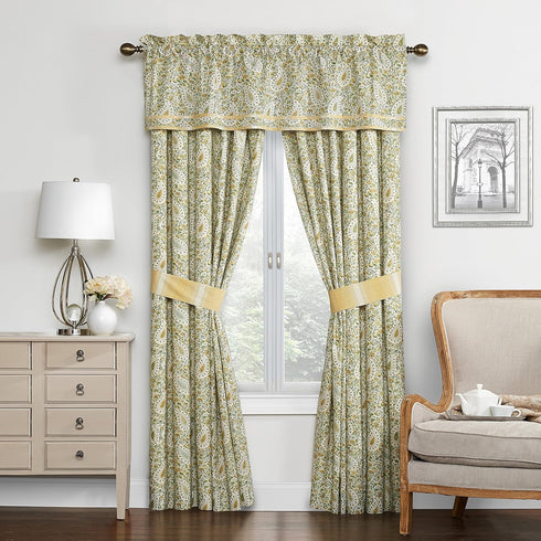 Waverly Paisley Verveine Valance for Window Rod Pocket Curtain for Kitchen and Living Room, 52 in x 16 in, Spring...