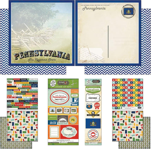 Scrapbook Customs Themed Paper and Stickers Scrapbook Kit, Pennsylvania Vintage...