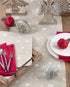 SARO LIFESTYLE 7352.N1319B Snowfall Collection Poly and Linen Blend Christmas Placemats with Snowflake Design (Set of 4), 13" x 19", Natural...