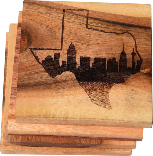 San Antonio Coasters, San Antonio Skyline Within Texas Drink Coasters – San Antonio Gifts & Souvenirs, Coasters with San Antonio Skyline Design – ...