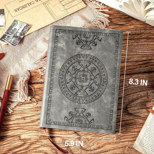 CAGIE Leather Vintage Journal for Men Soft Cover Lined Pages Notebook 180 Lay Flat for Writing Travel Diary, 5.7'' x 8.3'', Grey...