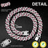 Gold Dog Chain Collar Diamond Cuban Collar Walking Metal Chain Collar with Design Secure Buckle Dog Collars for Medium Large Dogs (18inch, Pink-Si...