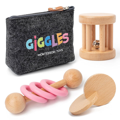 Montessori Toys for Babies 0-6 Months and 6-12 Months - Eco-Friendly Wooden Baby Toy for Sensory Stimulation, Skill-Building, and Cognitive Growth...