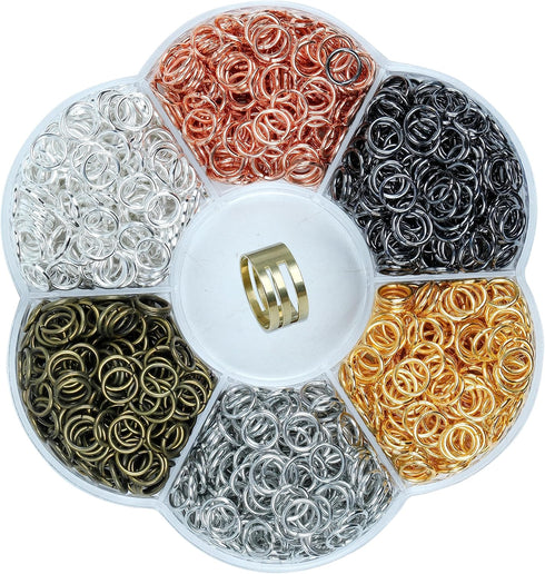 YAKA1800Pcs 6mm1Box 6 Colors Open Jump Ring,Ring Jewelry Keychain for Jewelry Making Accessories,1Pcc Jump Ring Open/Close Tool and 1Pcs Clear Box...