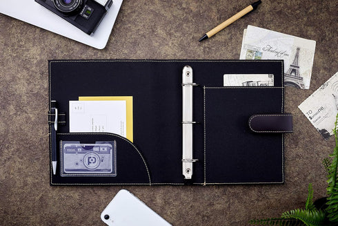 It's Academic Mini Executive Leather Portfolio Folder, 1" Ring Binder and 250-Sheet Capacity, Note Pads, and 5.5" x 8.5" Documents, 2 Pen Loops, D...