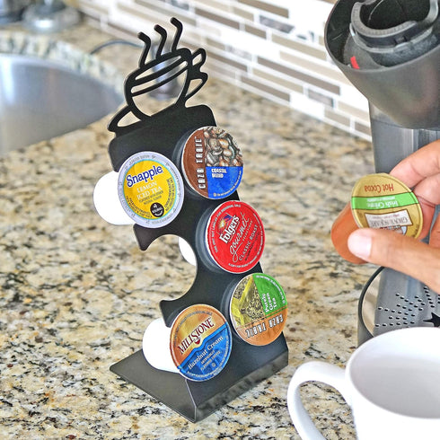 Coffee Pod Holder for Countertop – 6 Slot K-Cup Holder for Small Spaces, Compact Storage, Metal Stand for K-Cups, Pods, & Coffee Accessories...