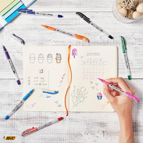 BIC Gel-ocity Smooth Stic Gel Pen, Medium Point (0.7mm), Assorted Colors, 14-Count, Vibrant and Smooth Gel Ink Pens...