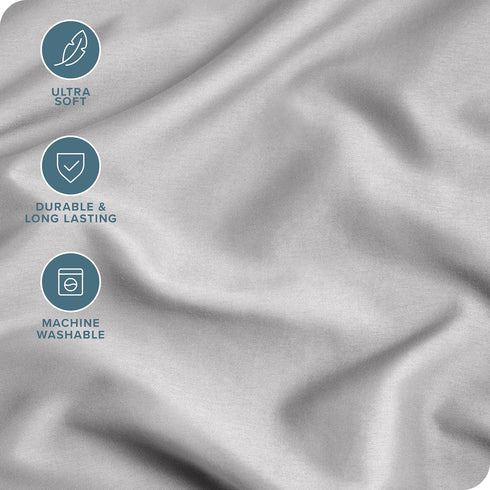 Bare Home Microfiber Pillow Cases - King Size Set of 2 - Cooling Pillowcases - Double Brushed - Light Grey Pillowcases 2 Pack - Easy Care (King Pi...