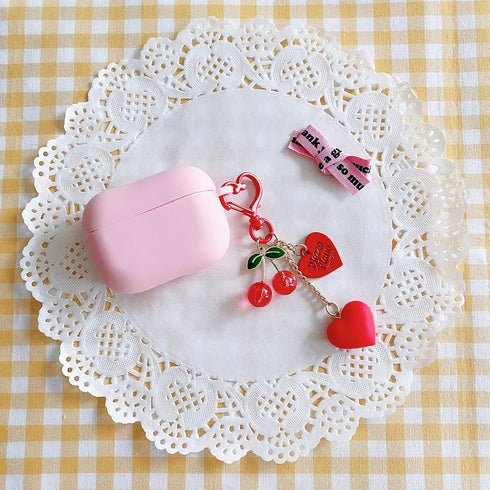 Cute Cherry Keychain with Heart Clasp, Lovely Heart Keyring Charm, Keychain Accessories for Women and Girls...