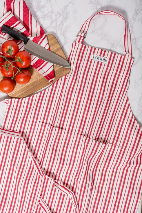 DII Kitchen Collection, Gourmet Chef, Apron, Striped Tomato...