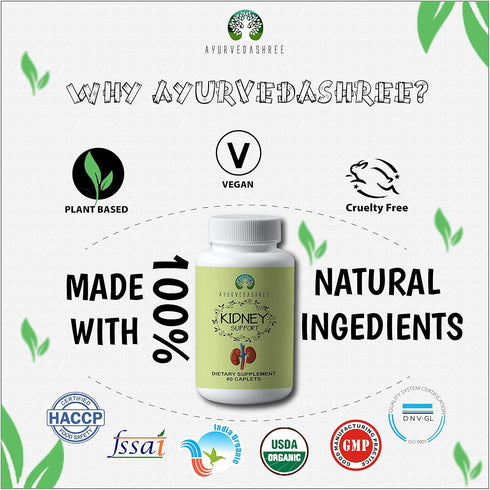 Kidney Support Herbal Supplement - Supports Healthy Kidney Function, Vegan, Gluten-Free, GMP Certified - Each Caplet of 1000 MG...