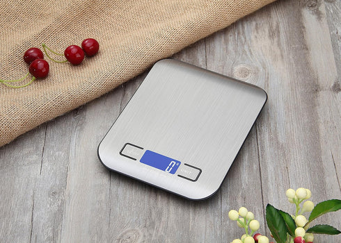 Digital Kitchen Scale,Food Scale for Meat Baking Weighter,Unit Gram OZ lb Up 11 lb(1g-5KG),Silver Stainless Steel Anti-Fingerprint with Accuracy L...