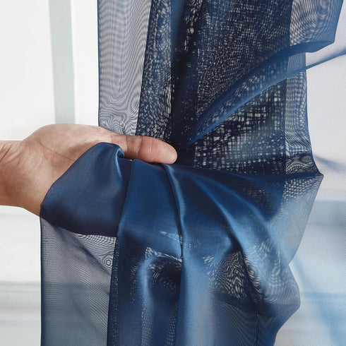 HLC.ME Navy Blue Sheer Voile Window Treatment Rod Pocket Curtain Panels for Bedroom, Kitchen, and Living Room (54 x 72 inches Long, Set of 2)...