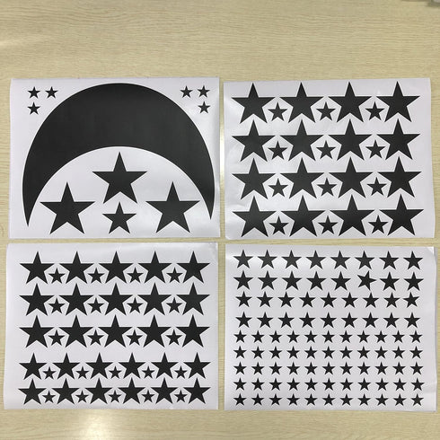 Moon and Stars Wall Decal Vinyl Sticker for Kids Boy Girls Baby Room Decoration Good Night Nursery Wall Decor Home House Bedroom Design YMX16 (Bla...