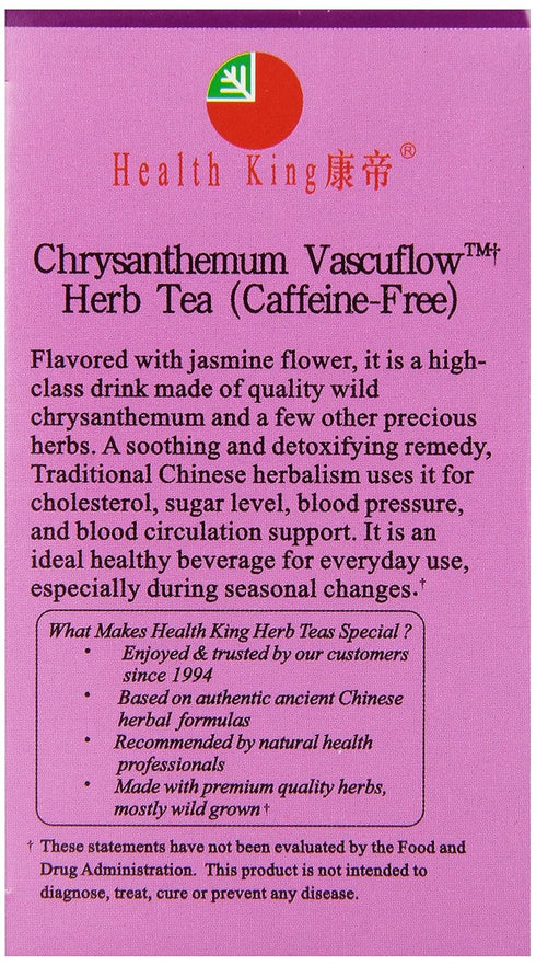 Health King Chrysanthemum Vascuflow Herb Tea, Teabags, 20 Count Box...