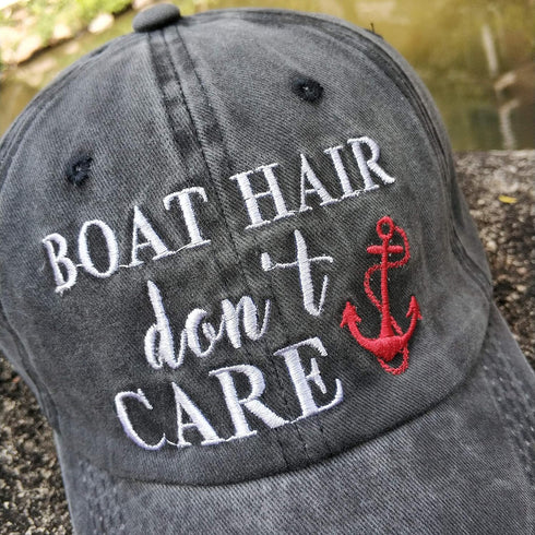 Women's Ponytail Baseball Cap Boat Hair Don't Care Embroidered Vintage Dad Hat...