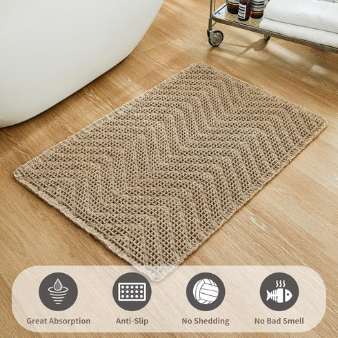 Bathroom Floor Mat,Boho Bath Mat,Super Absorbent Bath Mat,Bathroom Rugs Non Slip Washable, Quick Dry Shower Mats, Ultra Soft Bath Mat Towel,Brown,...