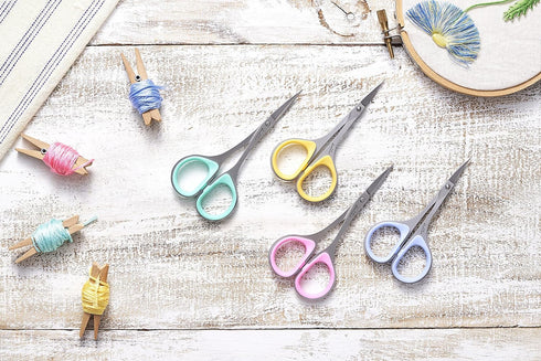 Beaditive Sewing and Embroidery Scissors Set (2 Pc.) Curved and Straight, Sharp, Stainless-Steel Design | Precision Tips, Ergonomic Rubber Handle ...