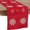 Saro Lifestyle Embroidered Snowflake Design Table Runner, Red, 16"x90"...