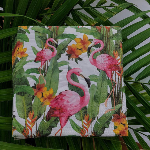 20-ct 13x13 Flamingo Napkins Fall Napkins Paper Decoupage Paper Napkins Fall Paper Napkins Decorative Napkins Floral Napkins Tropical Bird Floral ...
