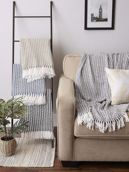 DII Arrowhead Woven Throw, 50x60 with 3" Fringe, Black, 1 Piece...