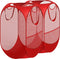 Simple Houseware Mesh Pop-Up Laundry Hamper Basket with Side Pocket, Red - 2 Pack...