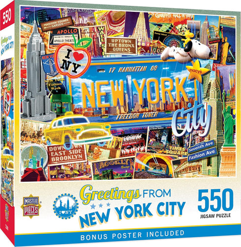 Masterpieces 550 Piece Jigsaw Puzzle for Adults and Family - Greetings from New York - 18"x24"...