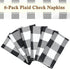 6 Buffalo Check Oversized Napkins (17x17 Inches) for Everyday Place Settings, Rustic Farmhouse Decor, Holidays, Family Dinners and BBQ's (White Bu...