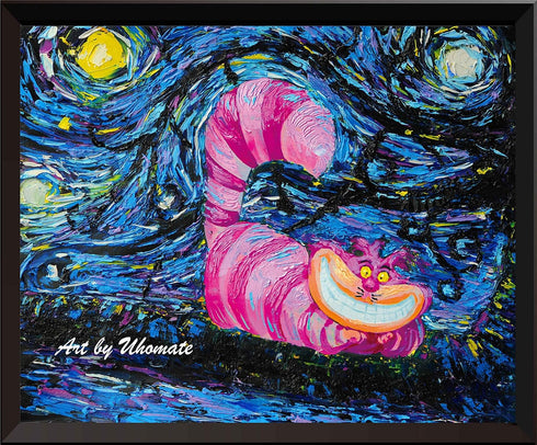 Uhomate Alice in Wonderland Cheshire Cat Alice Wonderland Vincent Van Gogh Starry Night Posters Home Canvas Wall Art Nursery Decor Living Room Wal...