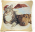 Tache 2 Piece Christmas Companions Cat Dog Holiday Festive Throw Pillow Cushion Covers...